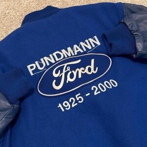 Vintage Ford Racing Wool Varsity Jacket | Blue | Large
